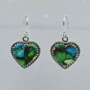 Peacock Dahlia Turquoise 1.5" 925 Sterling Silver Earring (REXT27-334)