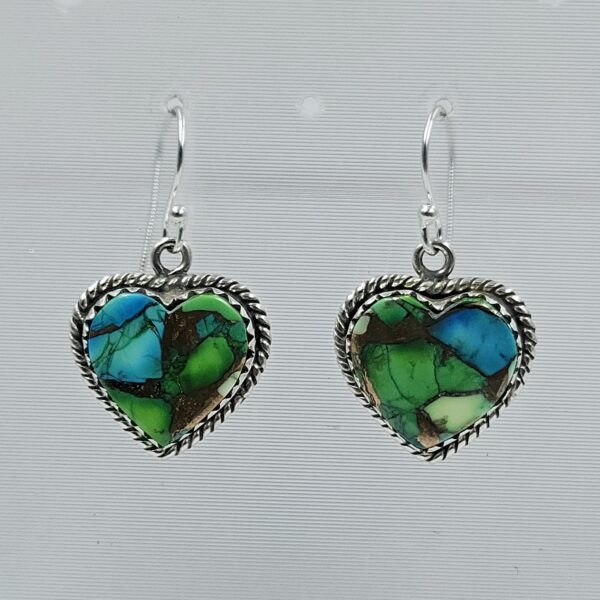Peacock Dahlia Turquoise 1.5" 925 Sterling Silver Earring (REXT27-334)