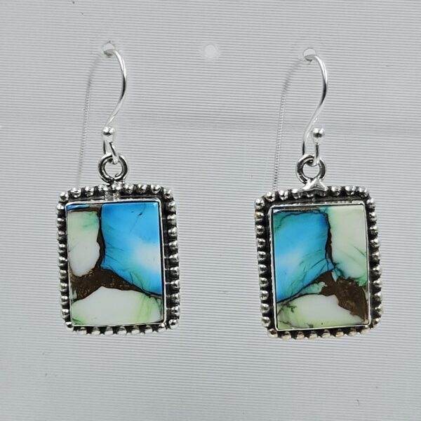 Peacock Dahlia Turquoise 1.5" 925 Sterling Silver Earring (REXT27-341)