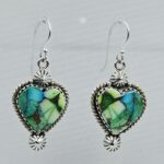 Peacock Dahlia Turquoise 1.5" 925 Sterling Silver Earring (REXT27-339)