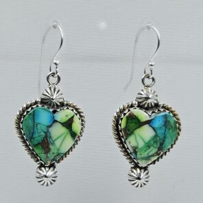 Peacock Dahlia Turquoise 1.5" 925 Sterling Silver Earring (REXT27-339)