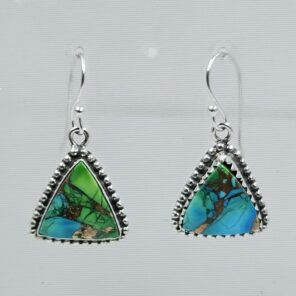 Peacock Dahlia Turquoise 1.5" 925 Sterling Silver Earring (REXT27-340)