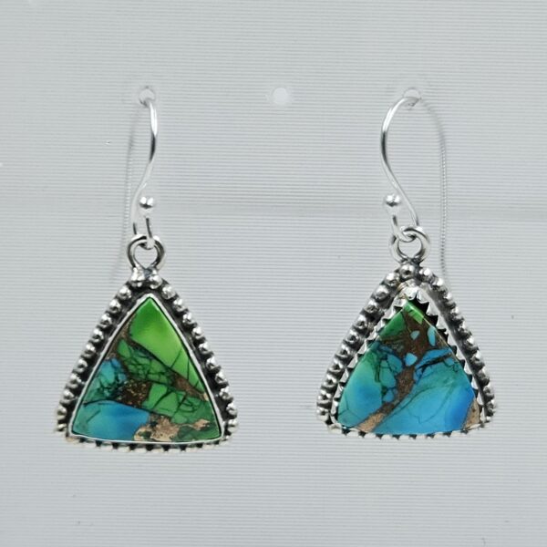 Peacock Dahlia Turquoise 1.5" 925 Sterling Silver Earring (REXT27-340)
