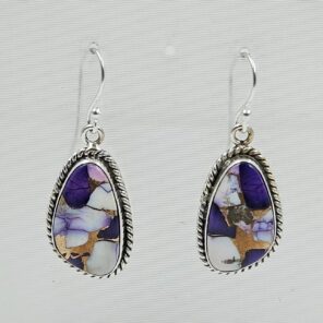 Purple Dahlia Turquoise 1.5" 925 Sterling Silver Earring (RS107-134)