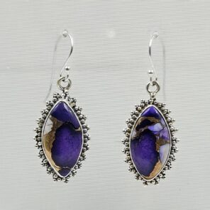 Purple Dahlia Turquoise 1.5" 925 Sterling Silver Earring (RS107-135)