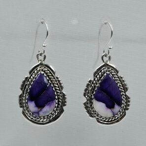 Purple Dahlia Turquoise 1.5" 925 Sterling Silver Earring (RS107-136)