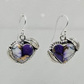 Purple Dahlia Turquoise 1" 925 Sterling Silver Earring (RS107-138)