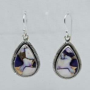 Purple Dahlia Turquoise 1.5" 925 Sterling Silver Earring (RS107-139)