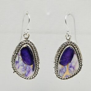 Purple Dahlia Turquoise 1.5" 925 Sterling Silver Earring (RS107-140)