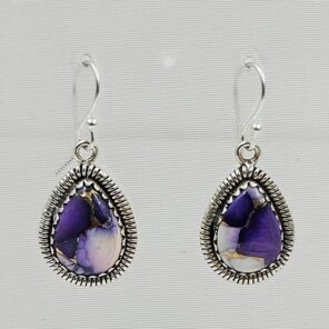 Purple Dahlia Turquoise 1.25" 925 Sterling Silver Earring (RS107-141)