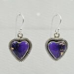 Purple Dahlia Turquoise 1.25" 925 Sterling Silver Earring (RS107-143)