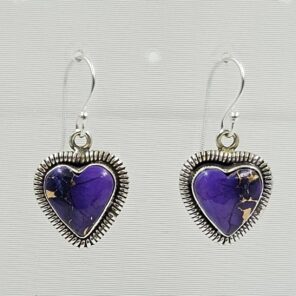 Purple Dahlia Turquoise 1.25" 925 Sterling Silver Earring (RS107-143)