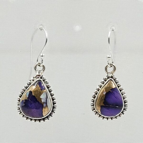 Purple Dahlia Turquoise 1" 925 Sterling Silver Earring (RS107-144)