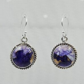 Purple Dahlia Turquoise 1.25" 925 Sterling Silver Earring (RS107-147)