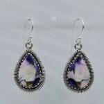 Purple Dahlia Turquoise 1.5" 925 Sterling Silver Earring (RS107-148)