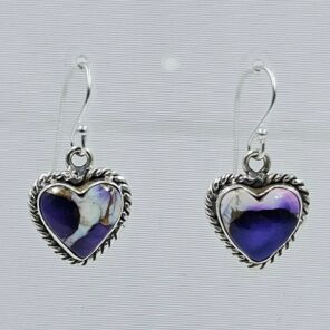 Purple Dahlia Turquoise 1" 925 Sterling Silver Earring (RS107-149)