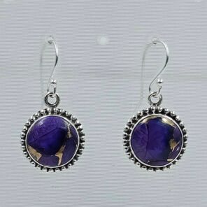 Purple Dahlia Turquoise 1.25" 925 Sterling Silver Earring (RS107-150)