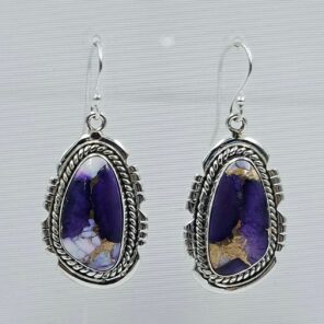 Purple Dahlia Turquoise 1.75" 925 Sterling Silver Earring (RS107-151)