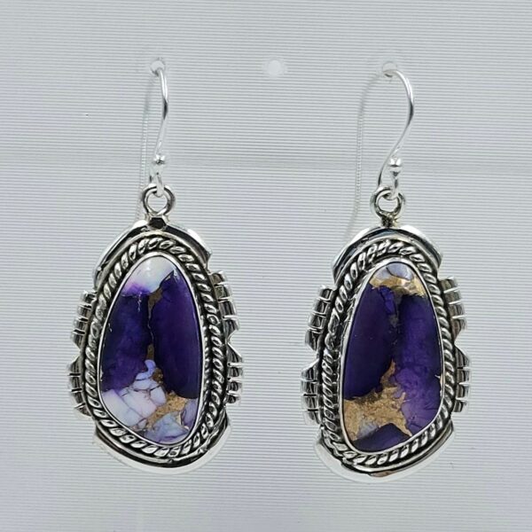 Purple Dahlia Turquoise 1.75" 925 Sterling Silver Earring (RS107-151)
