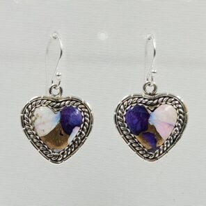 Purple Dahlia Turquoise 1.25" 925 Sterling Silver Earring (RS107-165)