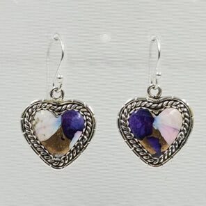 Purple Dahlia Turquoise 1.25" 925 Sterling Silver Earring (RS107-153)