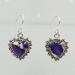 Purple Dahlia Turquoise 1.25" 925 Sterling Silver Earring (RS107-155)