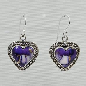 Purple Dahlia Turquoise 1.25" 925 Sterling Silver Earring (RS107-156)