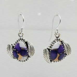 Purple Dahlia Turquoise 1.25" 925 Sterling Silver Earring (RS107-158)