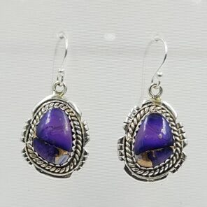 Purple Dahlia Turquoise 1.5" 925 Sterling Silver Earring (RS107-159)