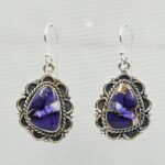 Purple Dahlia Turquoise 1.5" 925 Sterling Silver Earring (RS107-161)