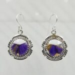 Purple Dahlia Turquoise 1.5" 925 Sterling Silver Earring (RS107-162)