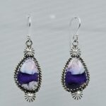 Purple Dahlia Turquoise 1.5" 925 Sterling Silver Earring (REXT27-353)