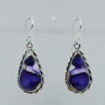 Purple Dahlia Turquoise 1.5" 925 Sterling Silver Earring (REXT27-351)