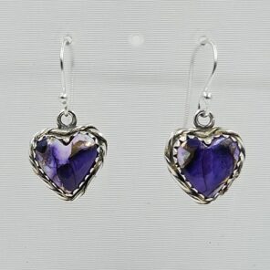 Purple Dahlia Turquoise 1.5" 925 Sterling Silver Earring (REXT27-356)