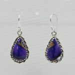 Purple Dahlia Turquoise 1.5" 925 Sterling Silver Earring (REXT27-357)