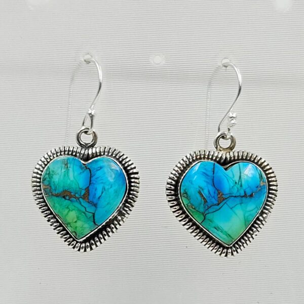 Peacock Dahlia Turquoise 1.25" 925 Sterling Silver Earring (RS107-86)