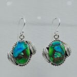 Peacock Dahlia Turquoise 1.25" 925 Sterling Silver Earring (RS107-90)