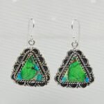 Peacock Dahlia Turquoise 1.5" 925 Sterling Silver Earring (RS107-92)
