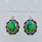 Peacock Dahlia Turquoise 1.5" 925 Sterling Silver Earring (RS107-95)