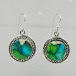 Peacock Dahlia Turquoise 1.25" 925 Sterling Silver Earring (RS107-98)