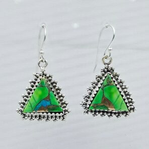 Peacock Dahlia Turquoise 1.25" 925 Sterling Silver Earring (RS107-106)