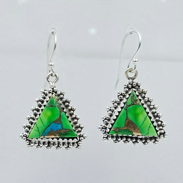 Peacock Dahlia Turquoise 1.25" 925 Sterling Silver Earring (RS107-106)