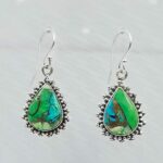 Peacock Dahlia Turquoise 1.25" 925 Sterling Silver Earring (RS107-108)