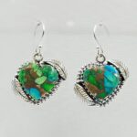 Peacock Dahlia Turquoise 1.25" 925 Sterling Silver Earring (RS107-113)