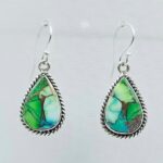 Peacock Dahlia Turquoise 1.25" 925 Sterling Silver Earring (RS107-114)