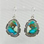 Peacock Dahlia Turquoise 1.5" 925 Sterling Silver Earring (RS107-121)