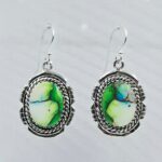 Peacock Dahlia Turquoise 1.5" 925 Sterling Silver Earring (RS107-124)