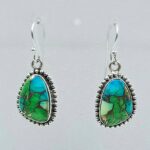 Peacock Dahlia Turquoise 1.25" 925 Sterling Silver Earring (RS107-125)