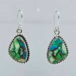 Peacock Dahlia Turquoise 1.25" 925 Sterling Silver Earring (RS107-126)