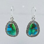 Peacock Dahlia Turquoise 1.25" 925 Sterling Silver Earring (RS107-127)